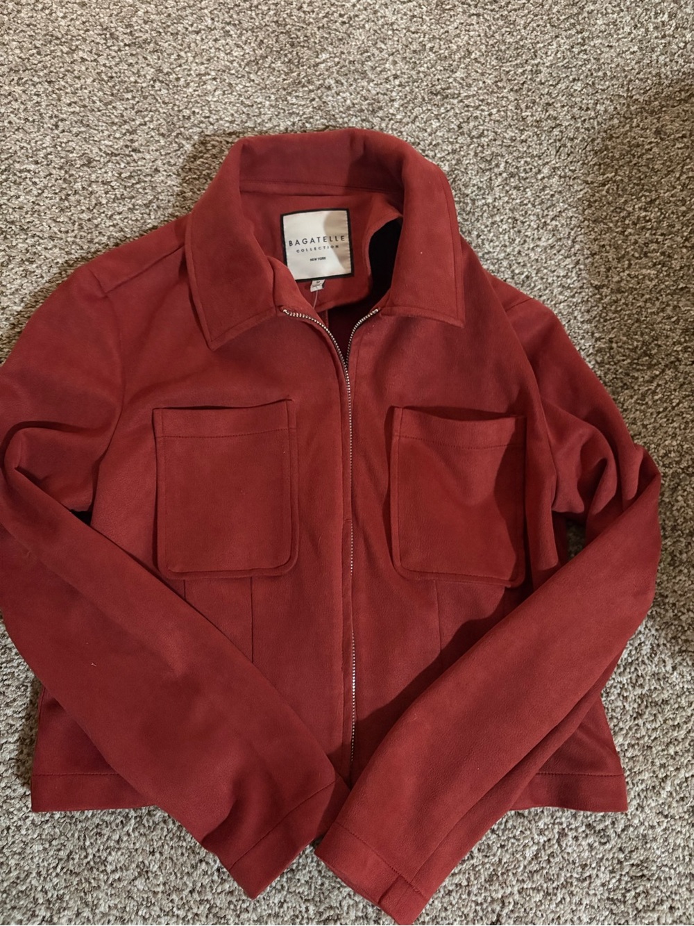 Bagatelle Collection New York Rust Red Zip-Front Utility Jacket